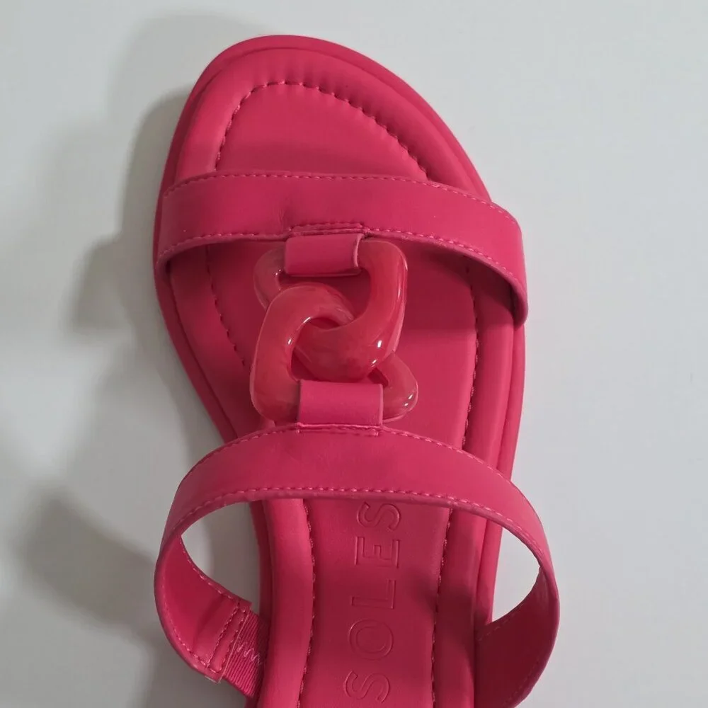 Aerosoles Geraldine Sandals Women US 10M Hot Pink Faux Leather Boho Beach Resort - Picture 14 of 16